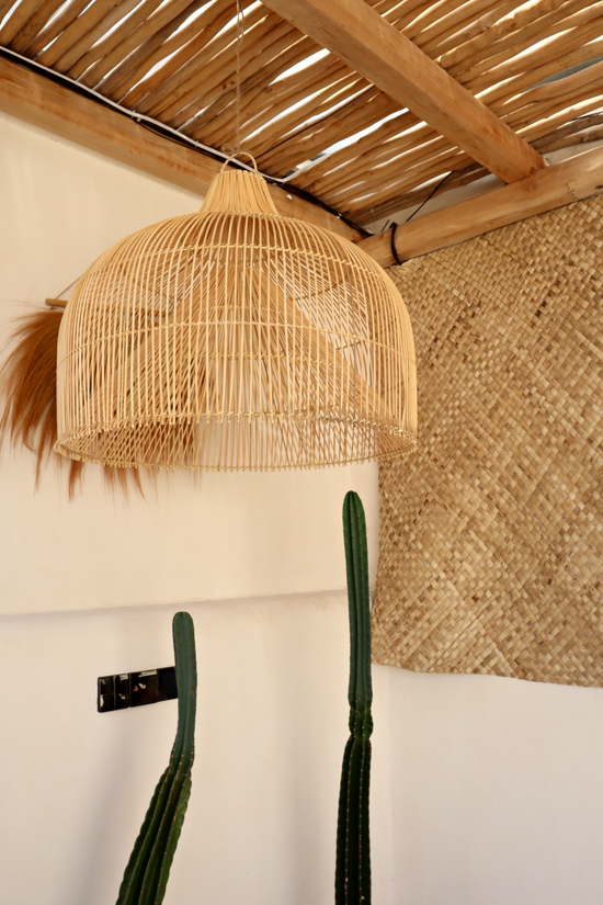 Pink Haley Sienna X-Large Dome Shape Rattan Pendant Light Fitting