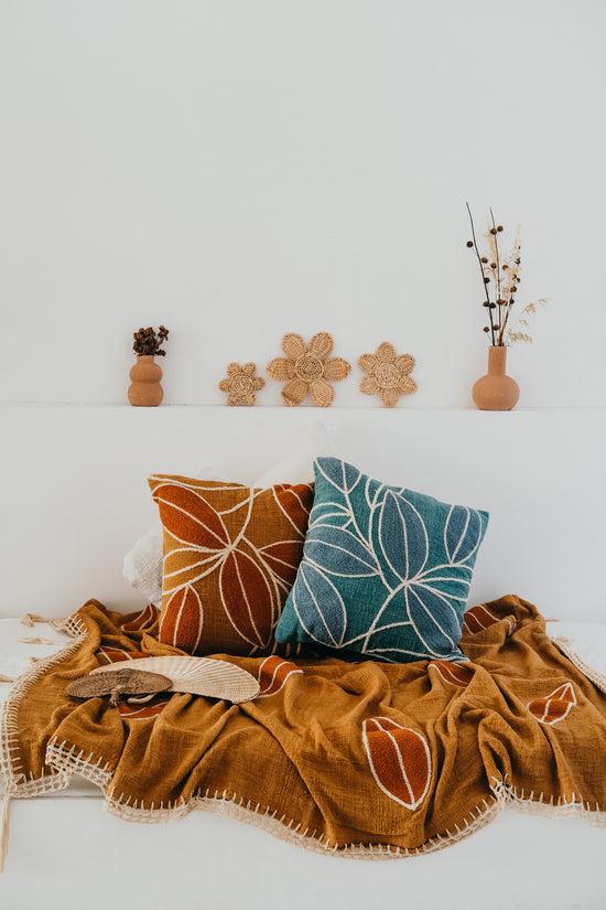 pink haley Violette Hand-loomed Organic Cotton Throw Blanket in Clay