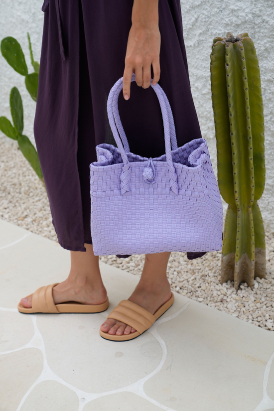 Pink Haley Zoe Recycled Plastic Woven Tote Small - Lavender