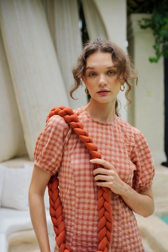 Pink Haley Zoey Cable Knit Shoulder Bag In Terracotta