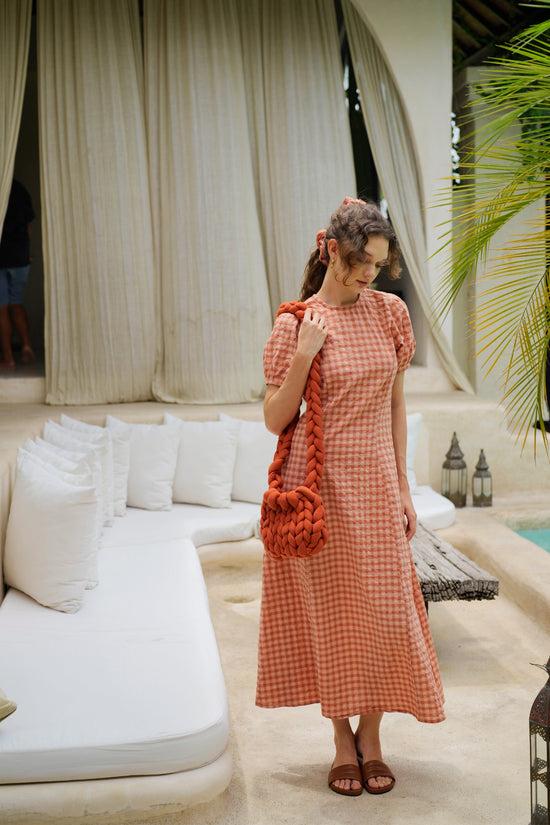 Pink Haley Zoey Cable Knit Shoulder Bag In Terracotta