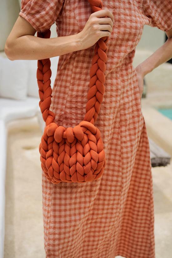 pink haley Zoey Cable Knit Shoulder Bag In Terracotta