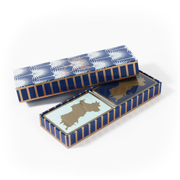 Pink House Mustique Bridge Set 2 Decks Of Playing Cards BLUE & TURQUOISE