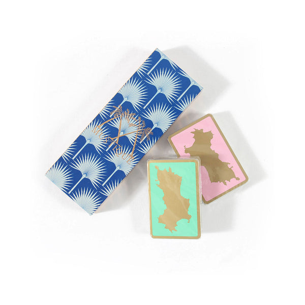 pink house mustique Bridge Set 2 Decks of Playing Cards PINK & GREEN