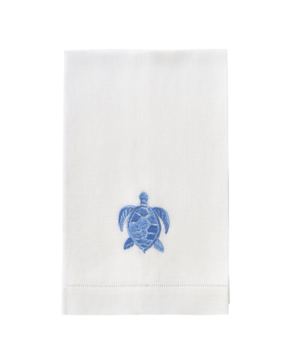 Pink House Mustique Embroidered Linen 4 Hand Towels TURTLE