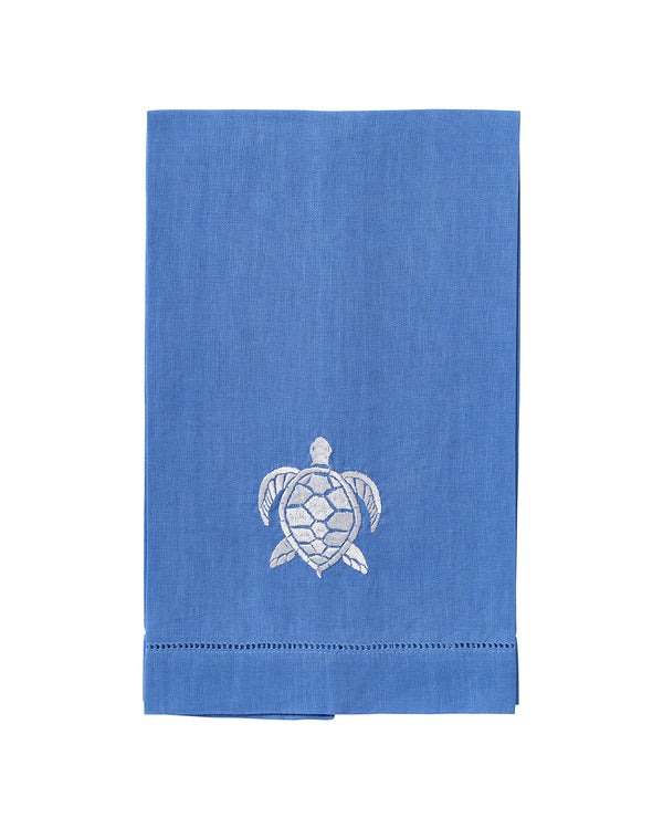 pink house mustique Embroidered Linen 4 Hand Towels TURTLE