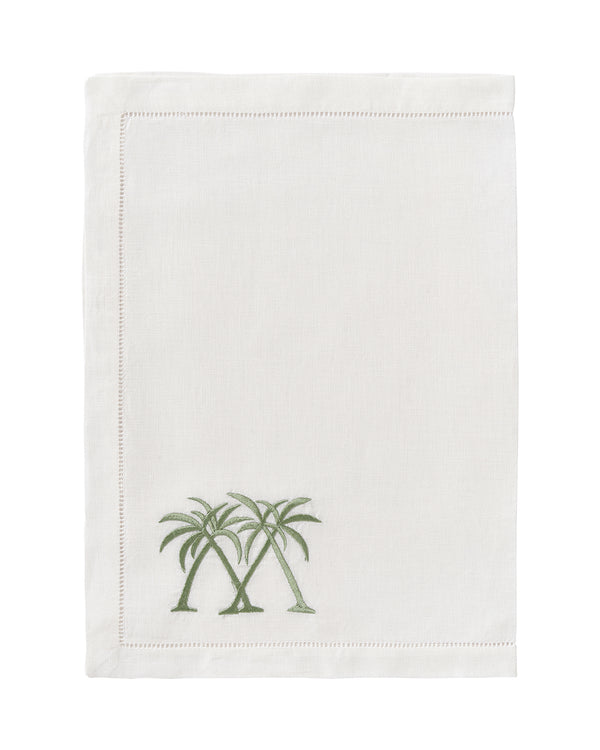Pink House Mustique Embroidered Linen 4 Placemats PALMS