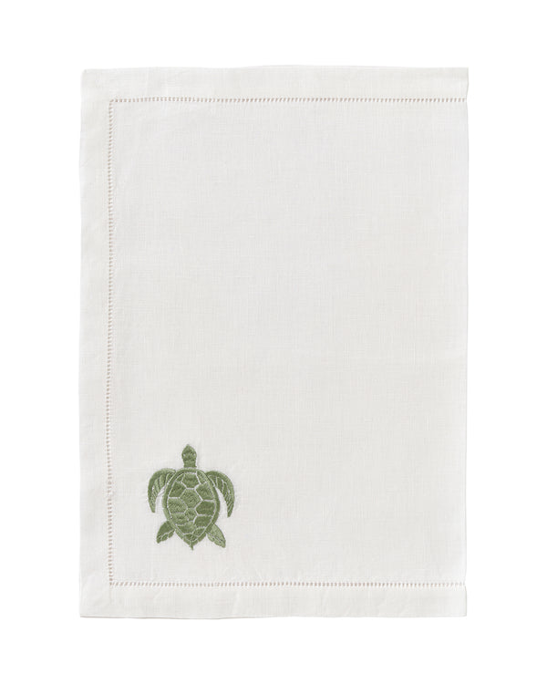 Pink House Mustique Embroidered Linen 4 Placemats TURTLE
