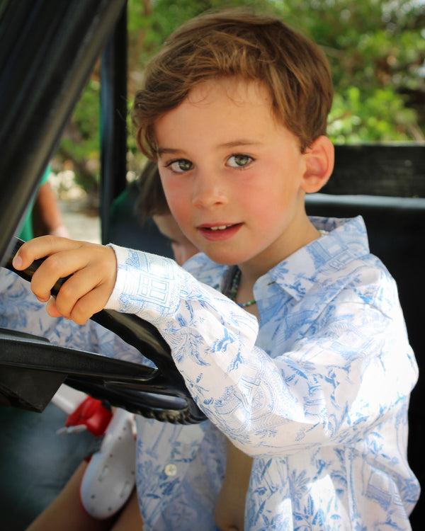 Pink House Mustique Kids' Linen Shirt PINK HOUSE TOILE