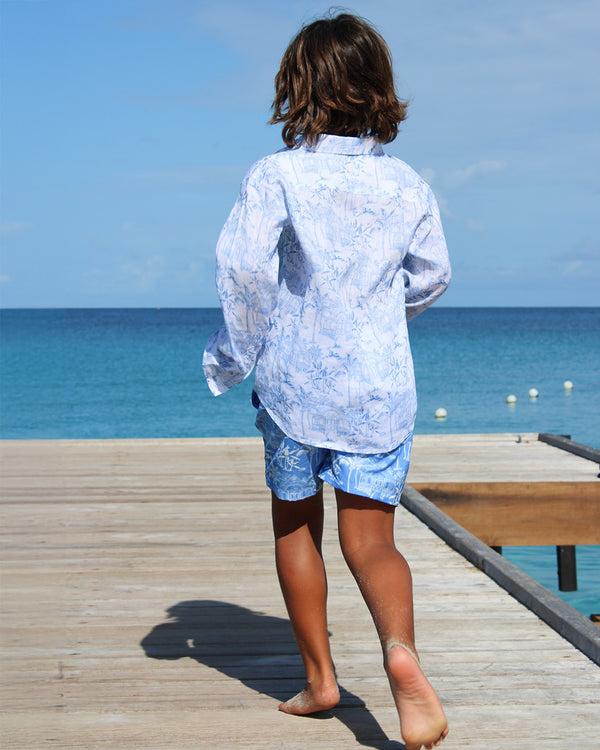 Pink House Mustique Kids' Linen Shirt PINK HOUSE TOILE