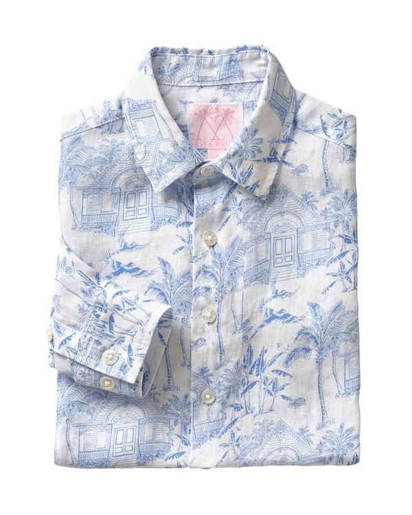 pink house mustique Kids' Linen Shirt PINK HOUSE TOILE