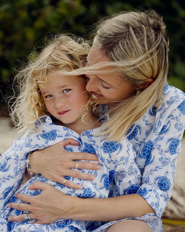 Pink House Mustique Kids' Linen Shirt TURTLE TRELLIS