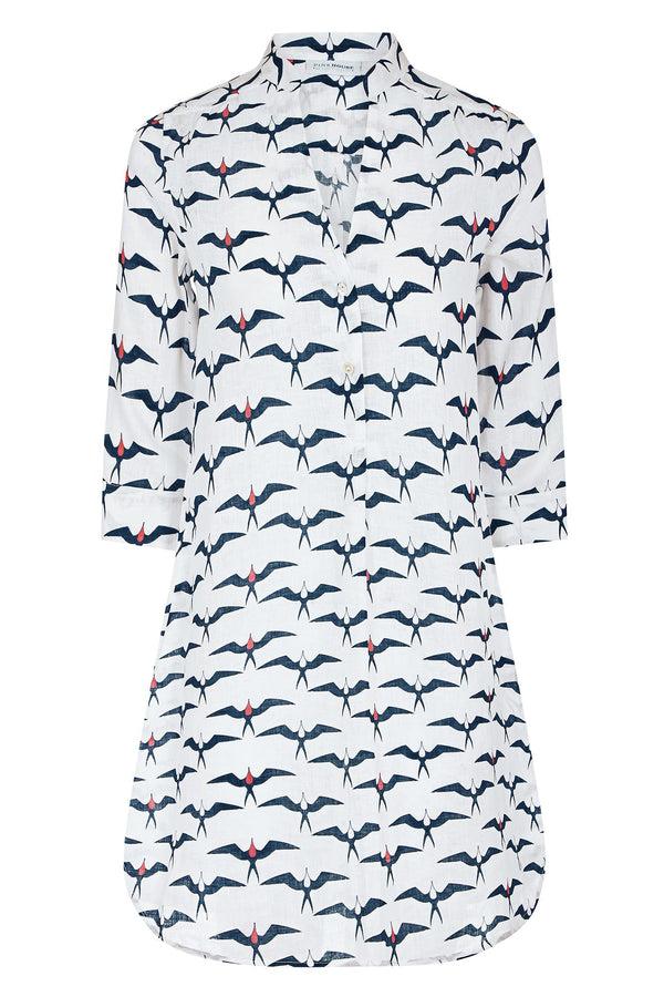 Pink House Mustique Linen Decima Dress FRIGATE BIRD