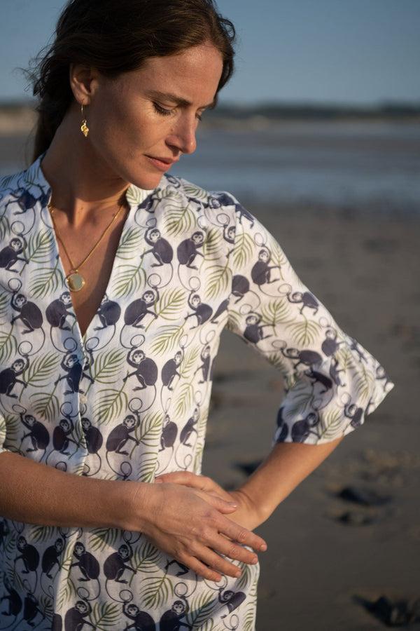 Pink House Mustique Linen Decima Dress MONKEY & PALMS