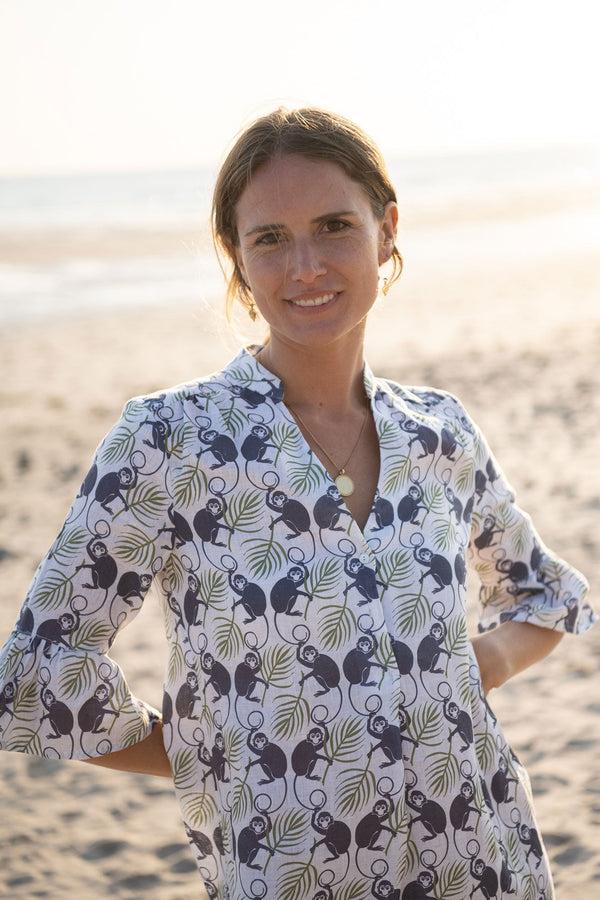 Pink House Mustique Linen Decima Dress MONKEY & PALMS