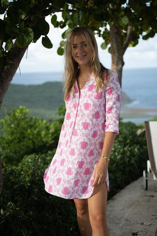 Pink House Mustique Linen Decima Dress TURTLE TRELLIS