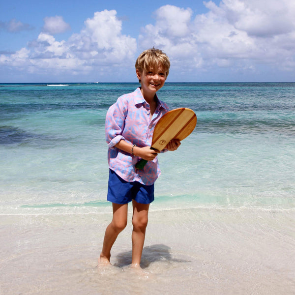 Pink House Mustique Kids' Linen Shirt BANANA TREE