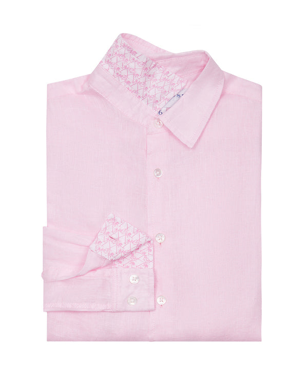 pink house mustique Kids' Linen Shirt