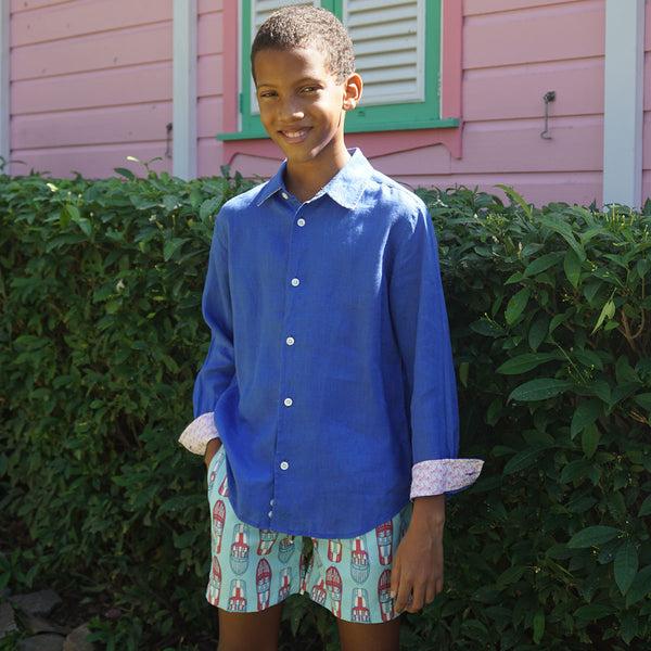 Pink House Mustique Kids' Linen Shirt