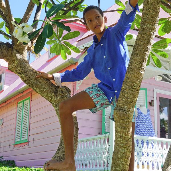 Pink House Mustique Kids' Linen Shirt