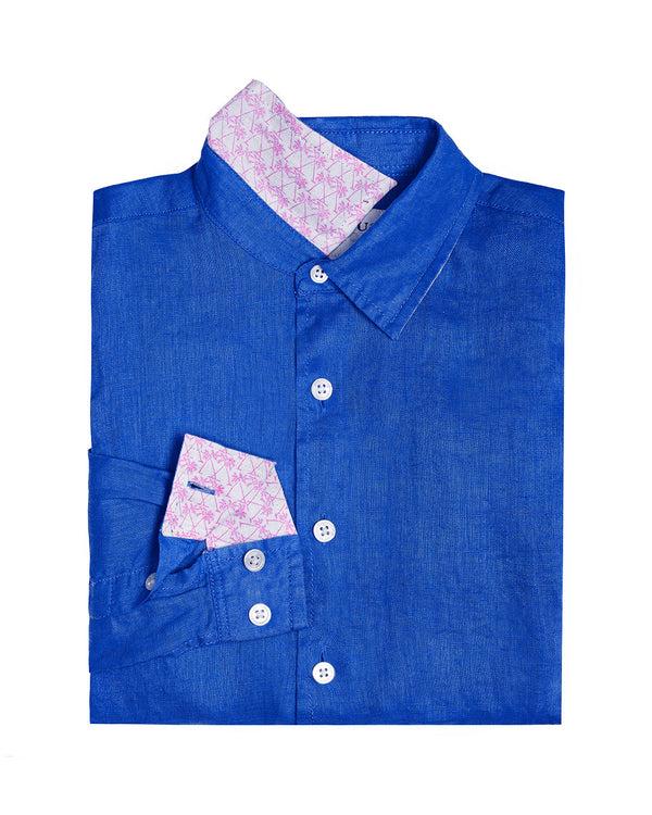 pink house mustique Kids' Linen Shirt