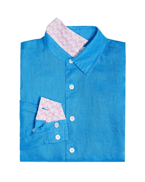 pink house mustique Kids' Linen Shirt