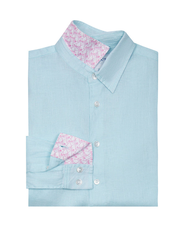 pink house mustique Kids' Linen Shirt