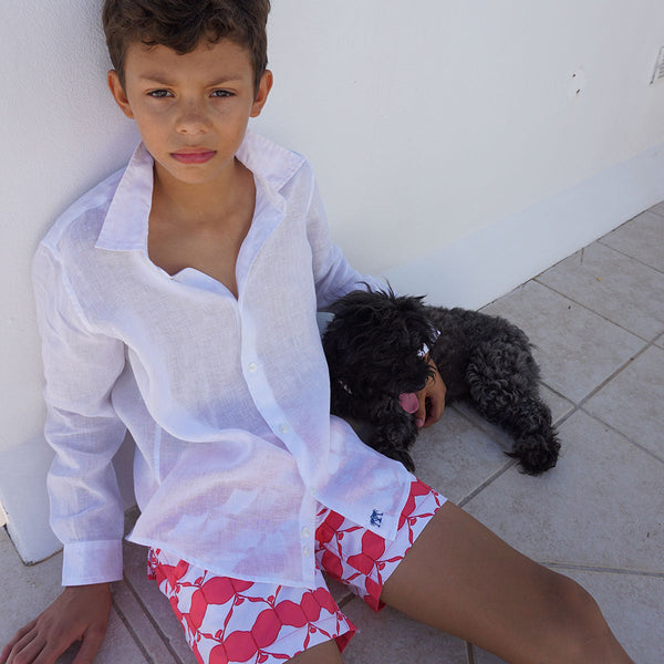 Pink House Mustique Kids' Linen Shirt