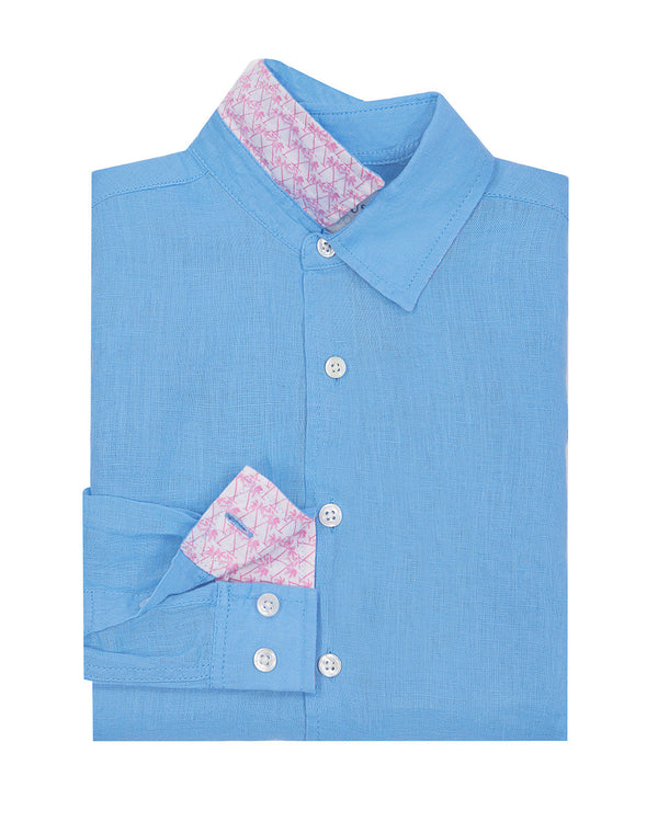 pink house mustique Kids' Linen Shirt