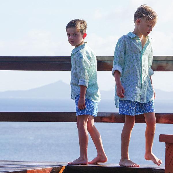 Pink House Mustique Kids' Linen Shirt FERN