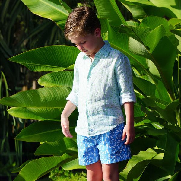 Pink House Mustique Kids' Linen Shirt FERN