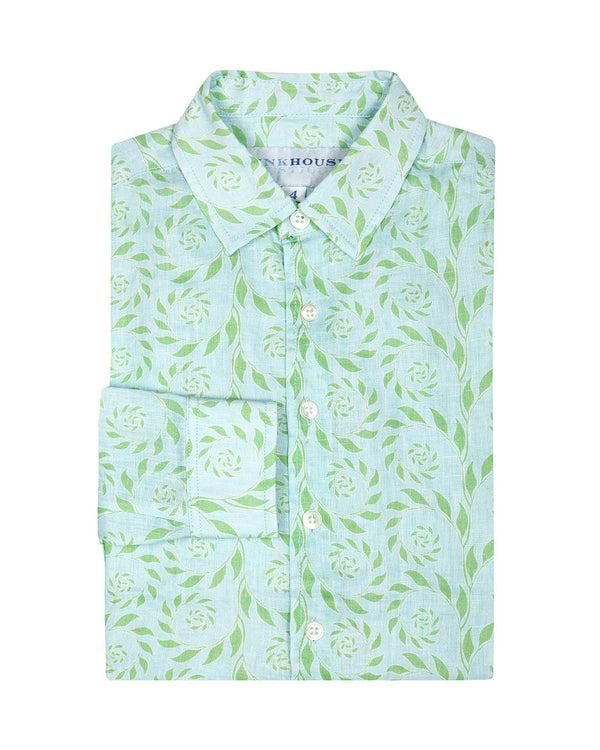 pink house mustique Kids' Linen Shirt FERN