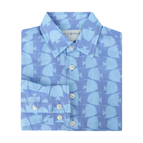 pink house mustique Kids' Linen Shirt FISH