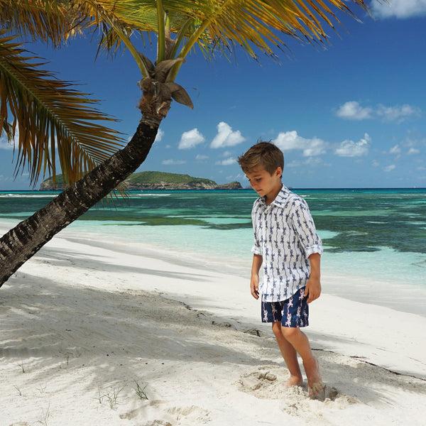 Pink House Mustique Kids' Linen Shirt GECKO