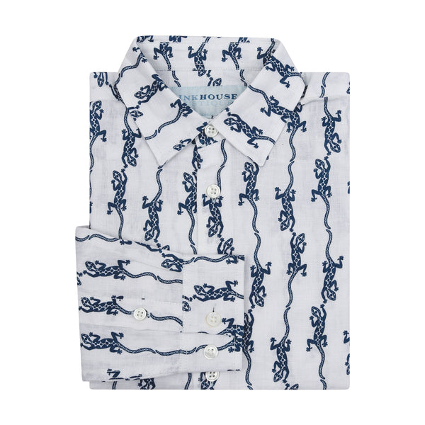 pink house mustique Kids' Linen Shirt GECKO