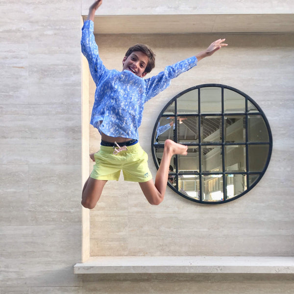 Pink House Mustique Kids' Linen Shirt HIBISCUS