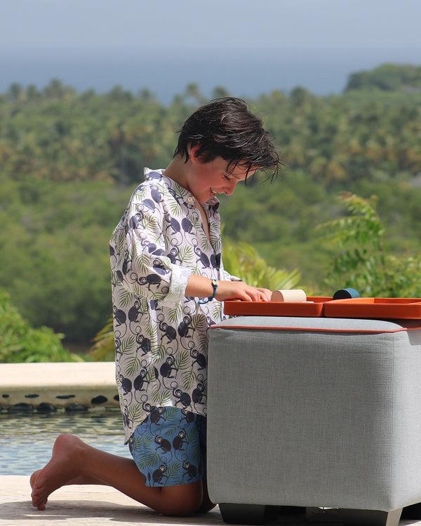 Pink House Mustique Kids' Linen Shirt MONKEY & PALMS