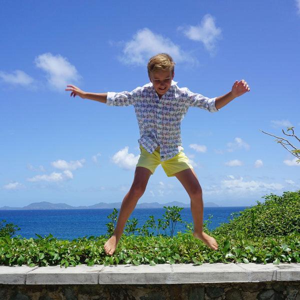 Pink House Mustique Kids' Linen Shirt MUSTIQUE MULE