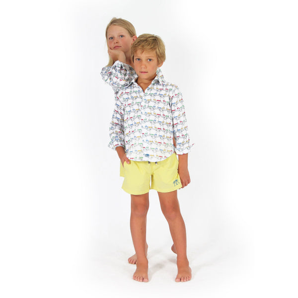 Pink House Mustique Kids' Linen Shirt MUSTIQUE MULE