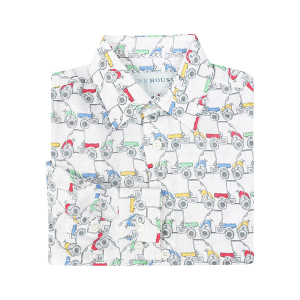 pink house mustique Kids' Linen Shirt MUSTIQUE MULE