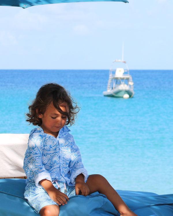 Pink House Mustique Kids' Linen Shirt PANGOLIN