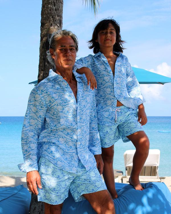 Pink House Mustique Kids' Linen Shirt PANGOLIN