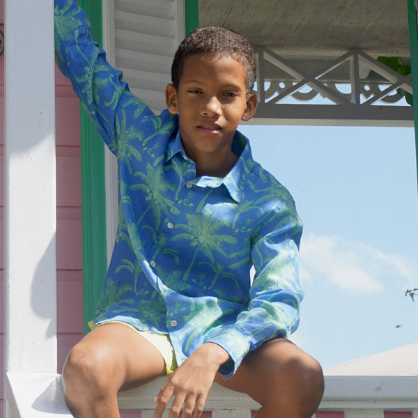 Pink House Mustique Kids' Linen Shirt PLANTATION