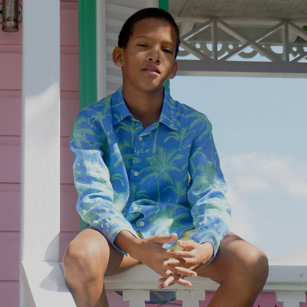 Pink House Mustique Kids' Linen Shirt PLANTATION