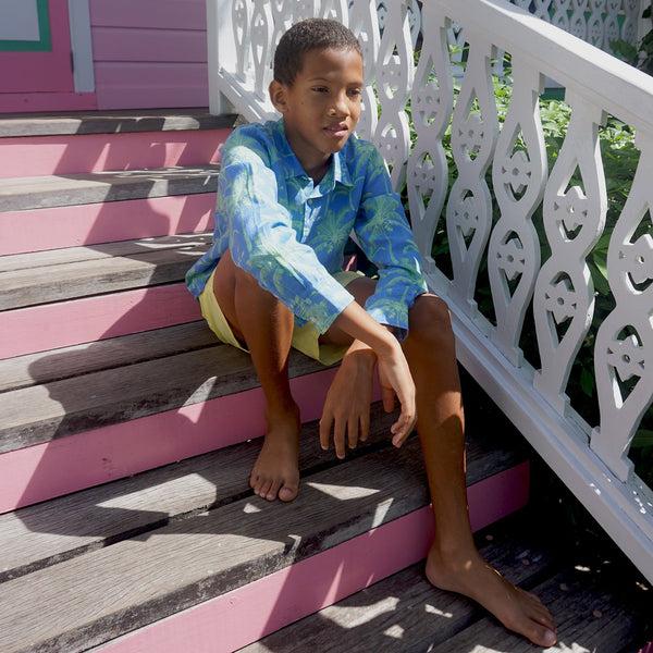 Pink House Mustique Kids' Linen Shirt PLANTATION