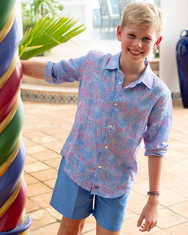 Pink House Mustique Kids' Linen Shirt PROTEA