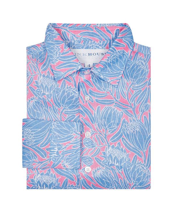pink house mustique Kids' Linen Shirt PROTEA