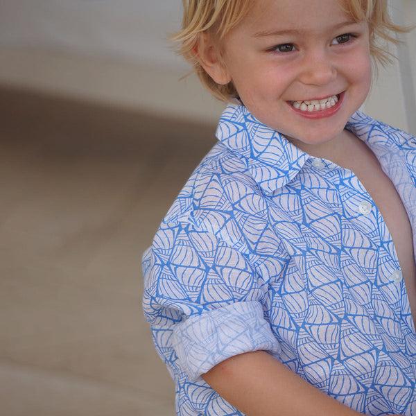 Pink House Mustique Kids' Linen Shirt SHELLTOP