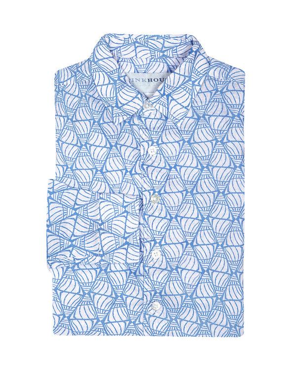 pink house mustique Kids' Linen Shirt SHELLTOP