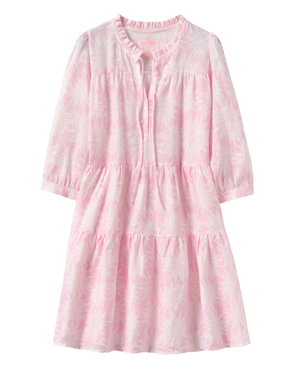 pink house mustique Linen Amy Dress AGAVE